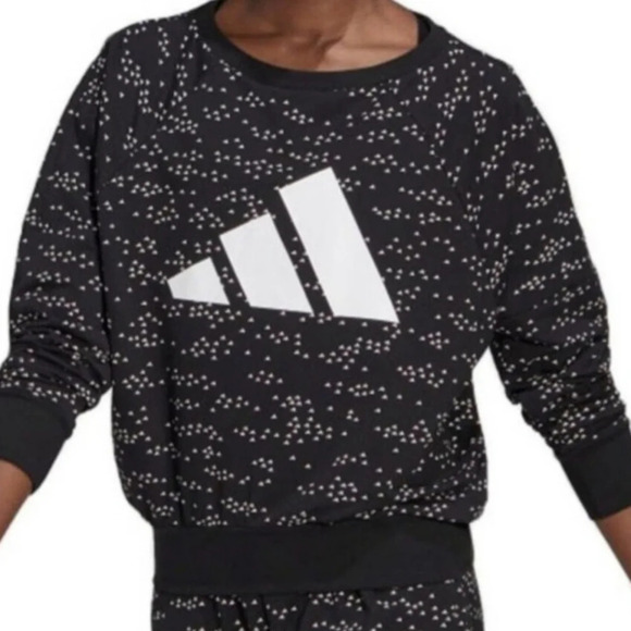 Adidas Winners Crew Rare Black and White Logo Women's Sweatshirt Size S - Picture 2 of 9